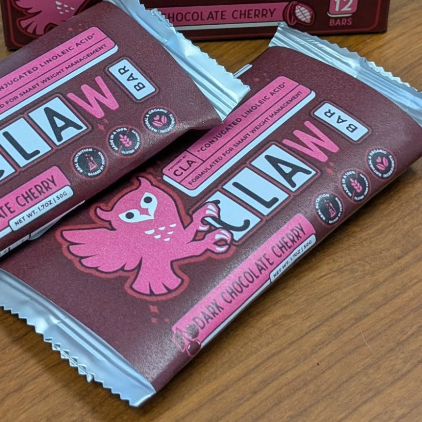 Dark Chocolate Cherry CLAW Bar box